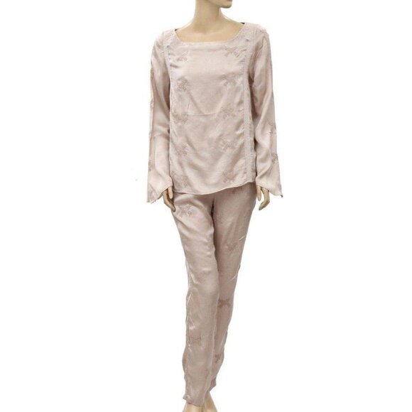 Zadig & Voltaire Toxanne Brod Embroidered Top & Pants Set Night Wear M - Picture 1 of 5